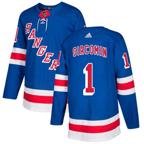 Adidas Men New York Rangers 1 Eddie Giacomin Royal Blue Home Authentic Stitched NHL Jersey